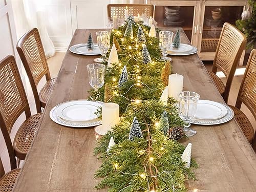 Miniatura 7 de DearHouse Guirnalda de pino artificial de Navidad de 9 pies con 100 luces LED, guirnalda de invierno para temporada de vacaciones, repisa, chimenea,