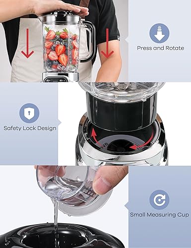 Miniatura 5 de Ganiza Licuadora profesional de batidos, licuadoras para batidos con 1800 vatios de pico y 8 programas automáticos para frutas congeladas y hielo,