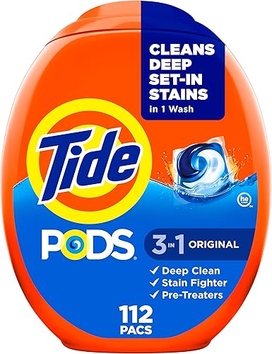 Miniatura 14 de Tide PODS cápsulas de detergente para lavandería, removedor de manchas 3 en 1, combatiente de olores, protector de color, 112 unidades, compatible