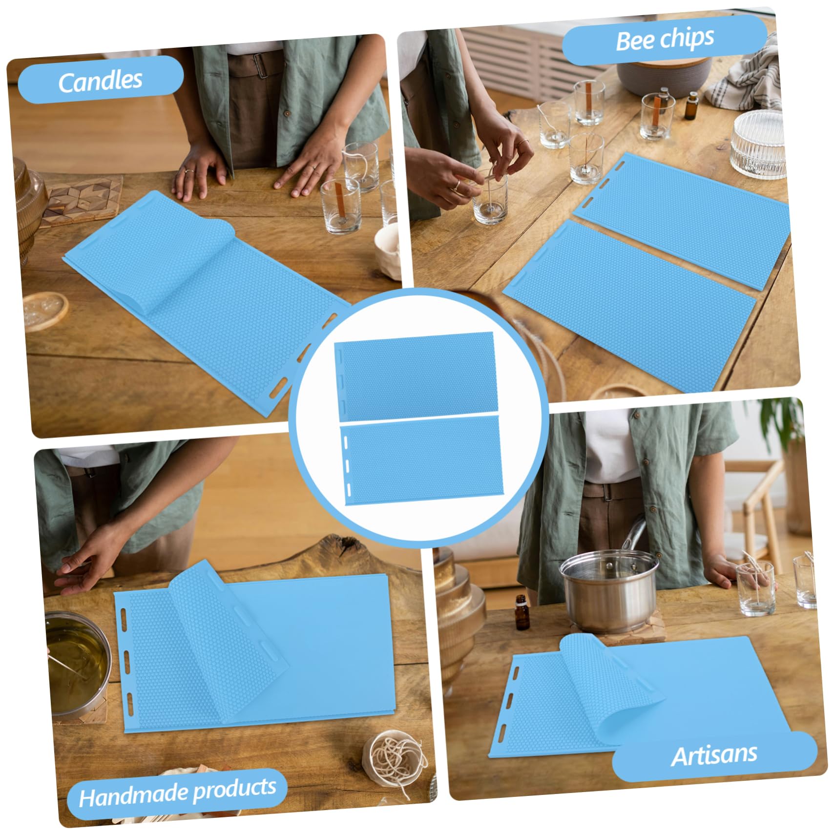 Stampo in Silicone per Fogli di Cera d Api, Riutilizzabile e Facile da Usare, per Apicoltura e Creazione di Candele, Blu