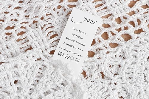 Miniatura 6 de yazi Camino de mesa de ganchillo a mano, mantel floral rústico de algodón puro, manteles ovalados para gabinete, 11.8 x 47.2 pulgadas