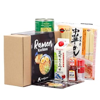 Ramen Kochset für japanische Nudelsuppe – für 8 Portionen 6-teilige DIY Ramen Box inkl. Anleitung für Shoyu Ramen Geschenkidee auch für Einsteiger