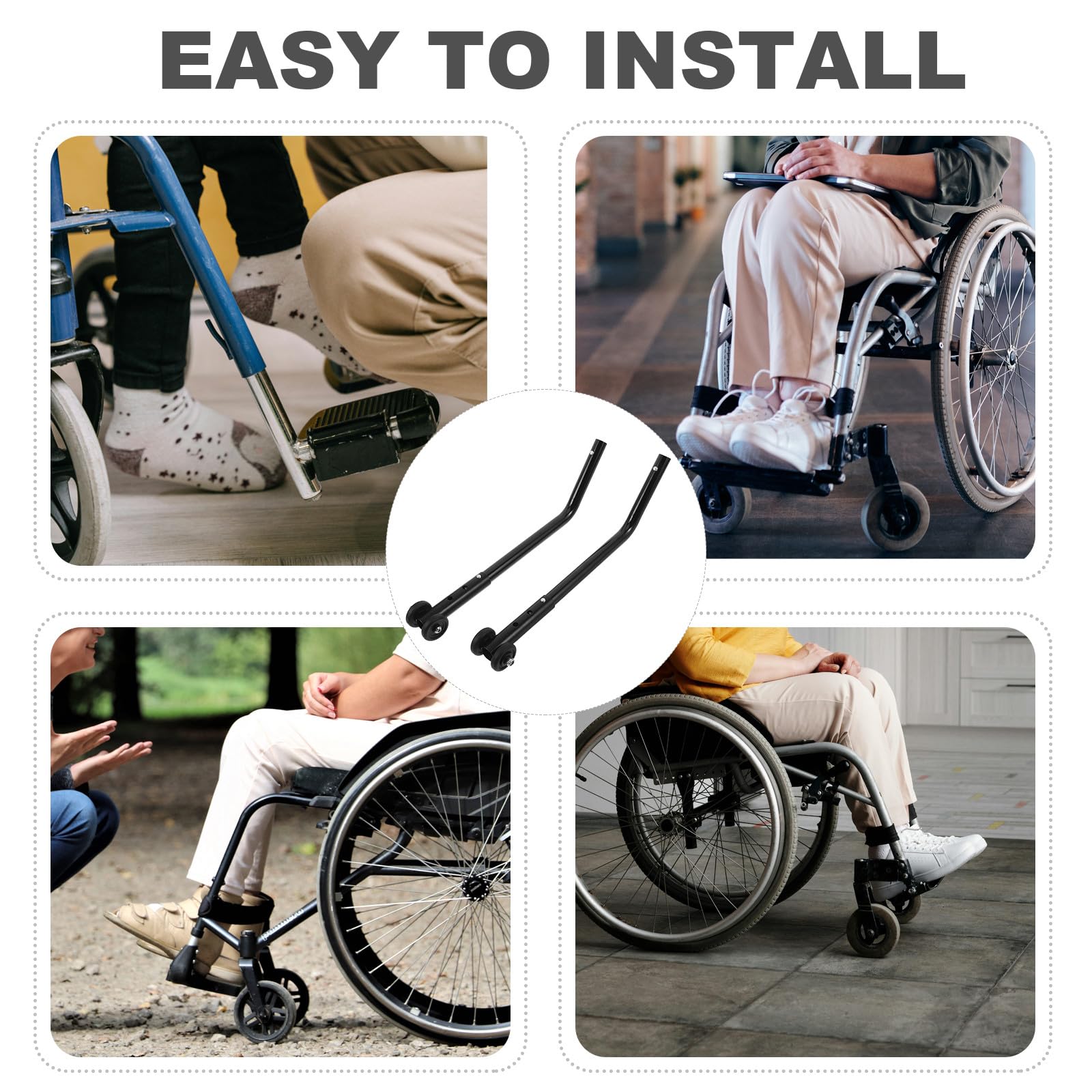 1 par de ruedas antivuelco para silla de ruedas: ruedas de aleación de aluminio, ruedas traseras antivuelco, pieza universal para personas mayores discapacitadas.