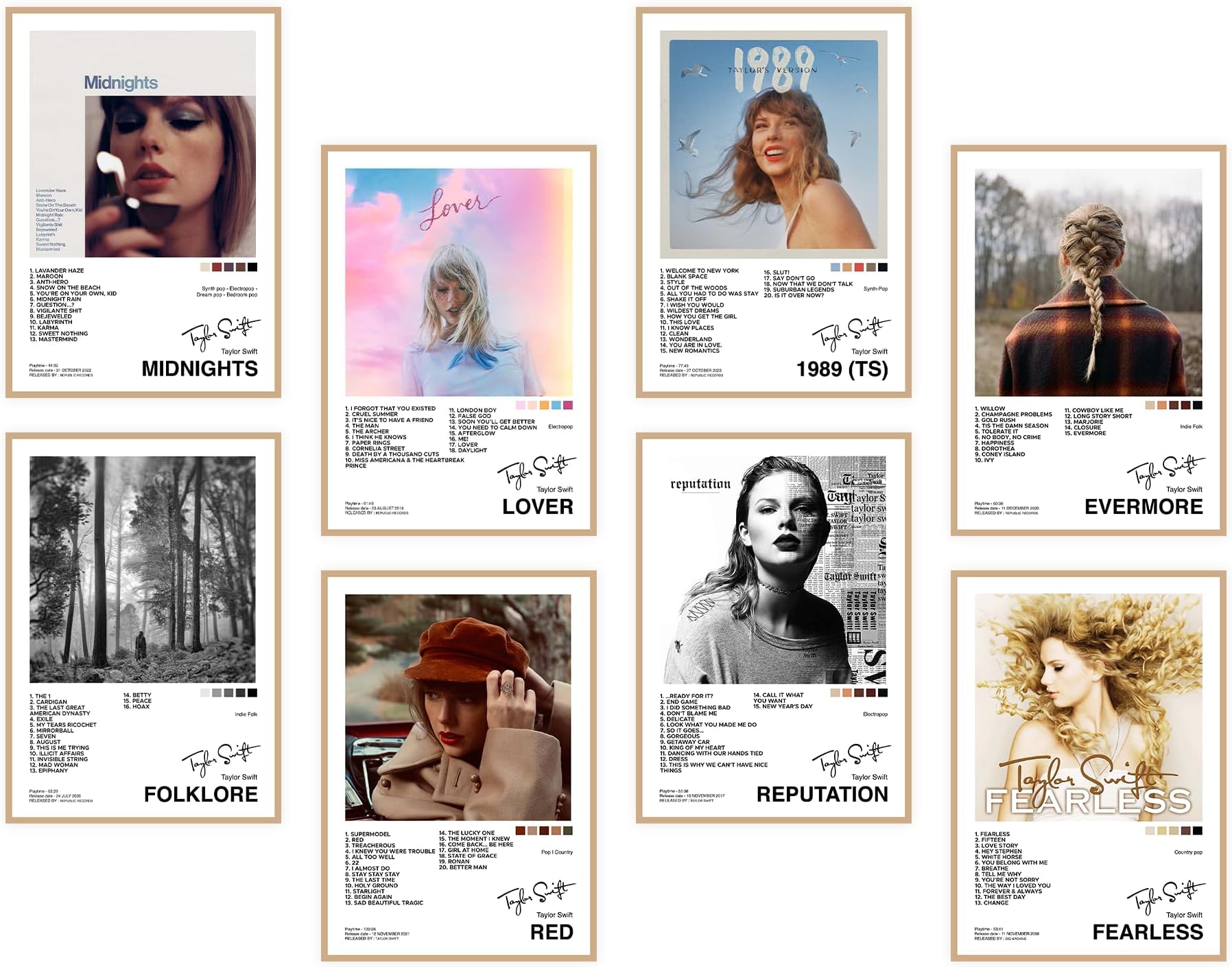 CodersParadise Pack of 8 - Popular Music Artist Album Art Wall Posters 8x12 inch (A4 Size) Included Glue dots Wall Decor Posters Wall Art For Bedroom, Living room, Office