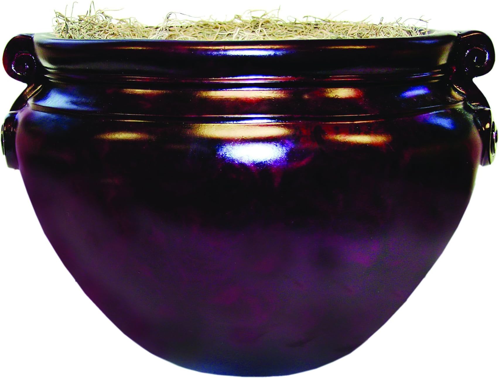 nu-dell Planter Sparta Fiberglass Pot for Articial Plants and Trees, Faux Spanish Moss Included, 16-inch, Mahogany