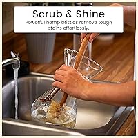 Vista 7 de Bottle Brush, 14in Extra Long German Beechwood Handle, Strong Hemp Bristles, Zero Waste, Cleans and Scrubs Hard to Reach Wide Mouth Jars, Glasses