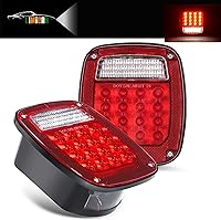 Vista 1 de LIMICAR Luces traseras para RV, luces de remolque cuadradas de 43 LED, 2 piezas de luces traseras rojas/blancas de parada, giro, respaldo, reversa