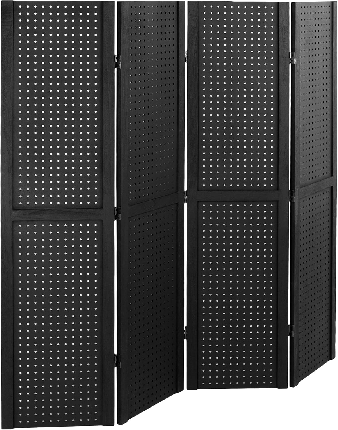 VIVO Rustic Wood Freestanding 60 x 60 inch Pegboard Panel, Office Divider, Cubicle Room Partition Organizer, Trade Show Display Stand, x4 Panels, Black, PP-3-P060B