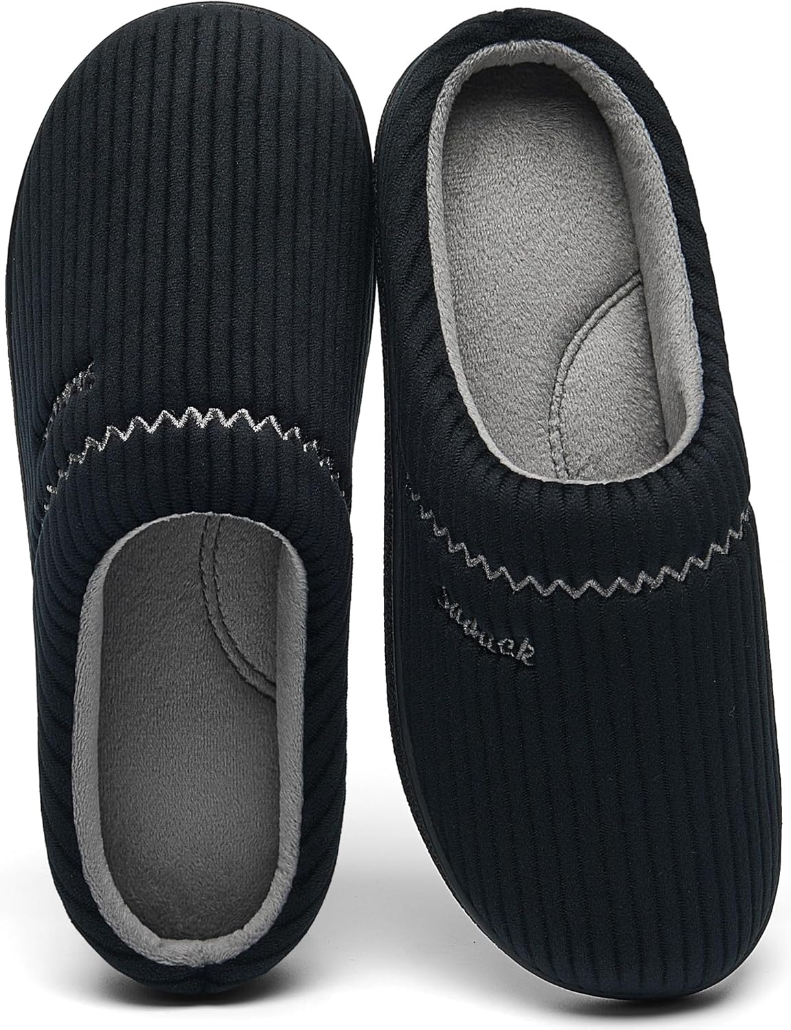 House Slippers for Women with Arch Support | Memory Foam Non-Slip, Two Tone Embroid...