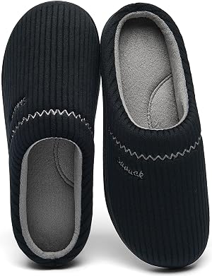 House Slippers for Women with Arch Support Memory Foam Non-Slip Two Tone Embroidered Soft Home Slippers All Season