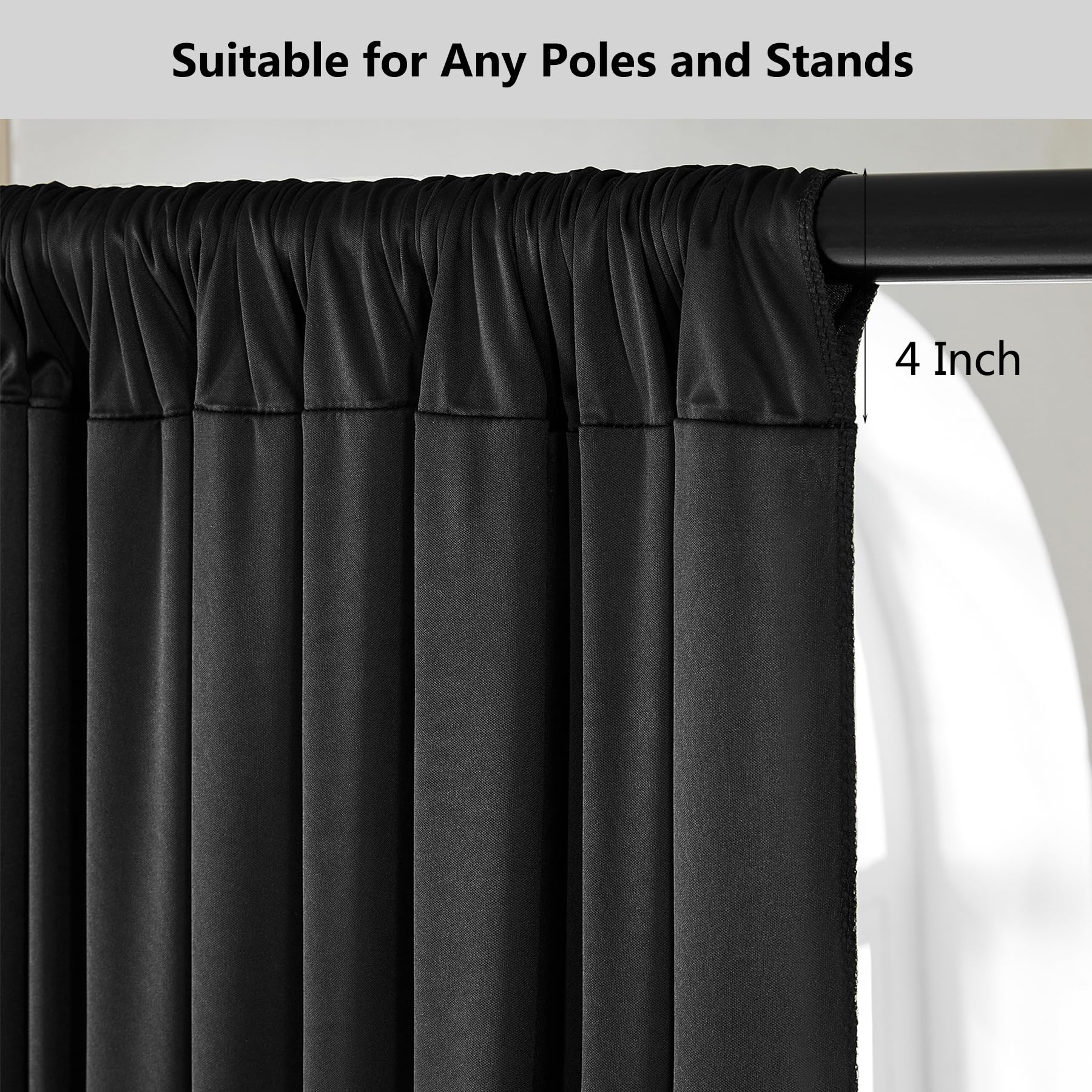 HBBMAGIC 6m x 3m Tenda di sfondo nero per la festa di nozze, tende di sfondi per pareti fotografiche senza rughe per il battesimo di compleanno Baby Shower