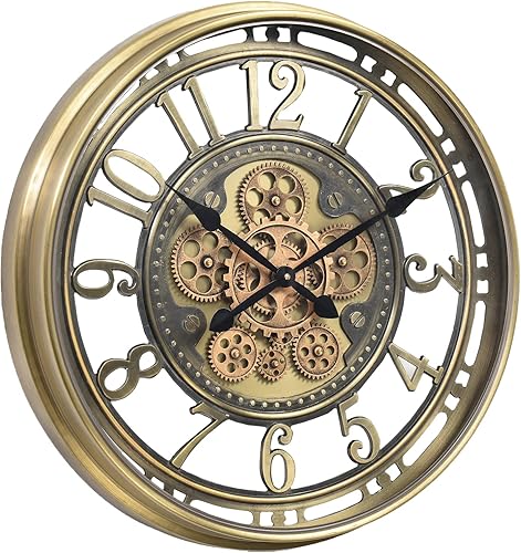 INFINITY TIME Reloj de pared Moving Gears de estilo industrial vintage grande elegante moderno decorativo números arábigos reloj de pared de metal