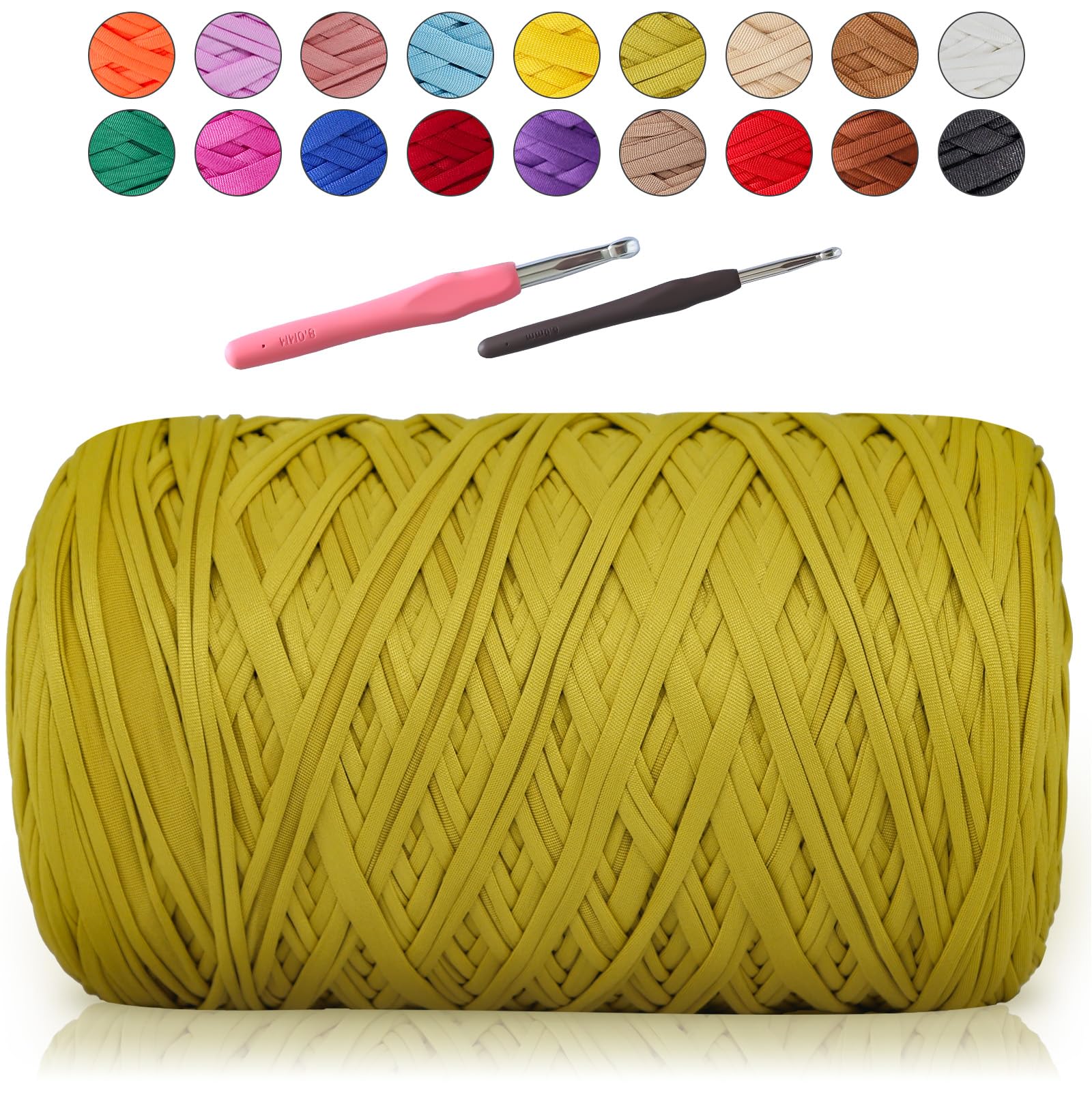 SIMEIQI T-Shirt Yarn 1000g, Soft Elastic Chunky Yarn Army Green