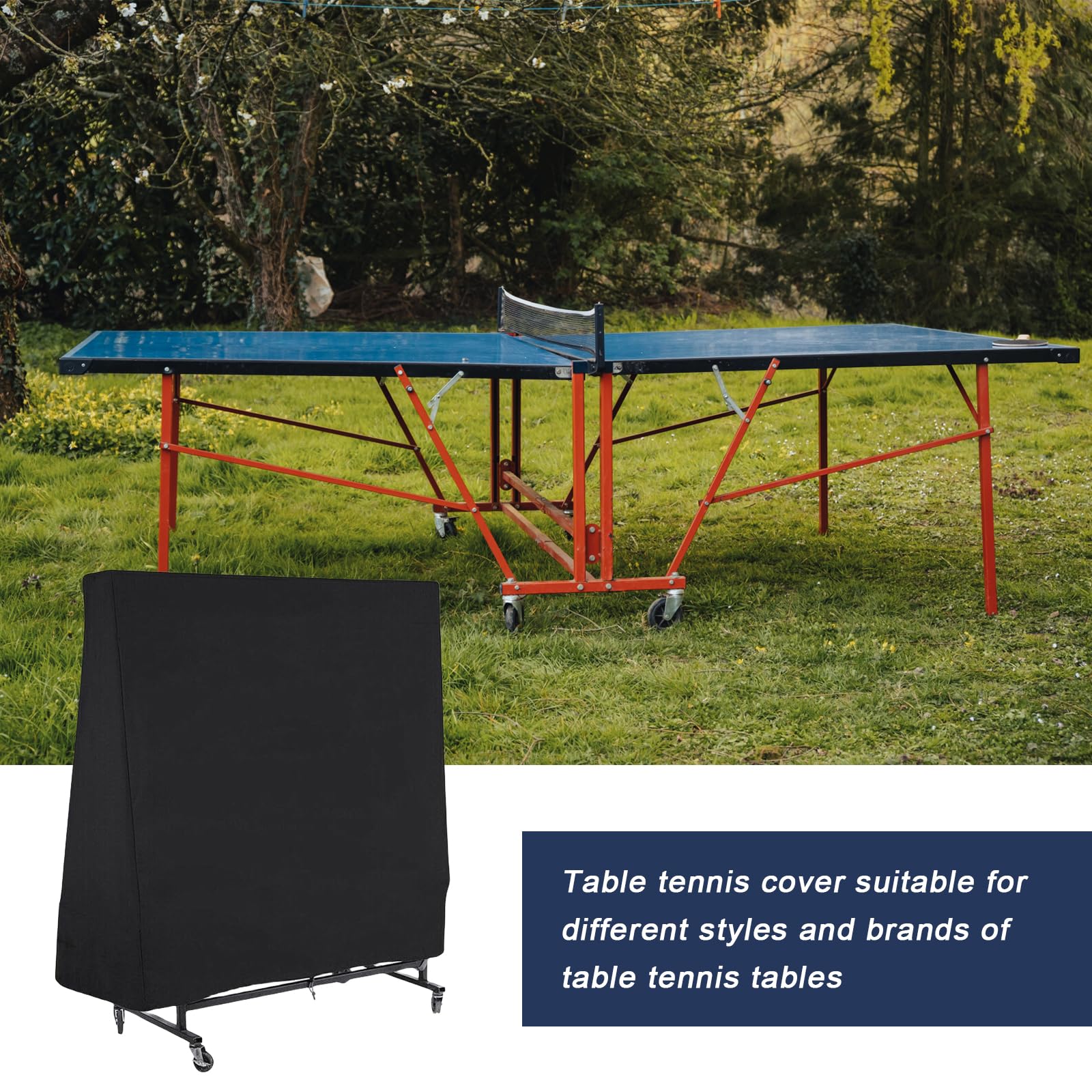 Copertura per tavolo da ping-pong, per esterni, impermeabile, antivento, resistente ai raggi UV, in tessuto Oxford, ping-pong, copertura per tavolo da ping pong, 185 × 70 × 165 cm