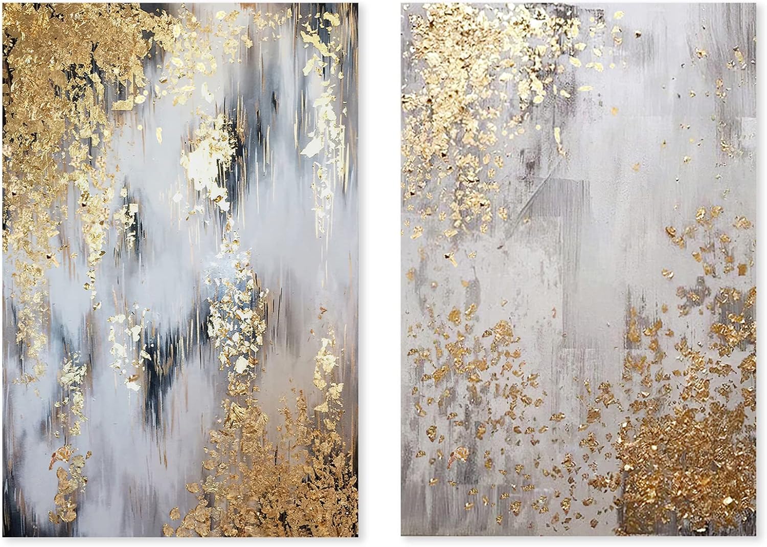 Buy Bfgsrtcbox Abstract Wall Art Grey and Gold Painting Golden Gray