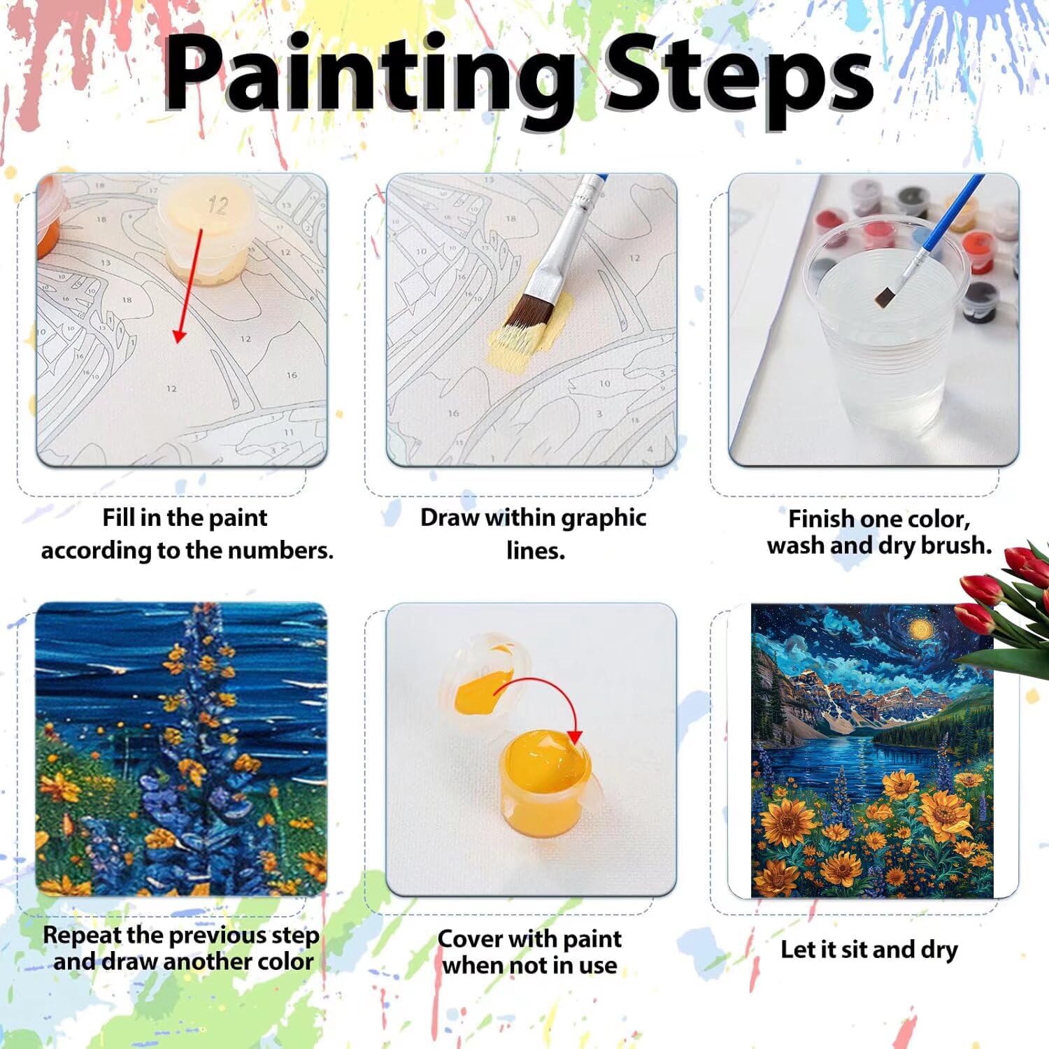 Pintar por Numeros Adultos pintar por numeros niños manualidades niños 10 años, DIY Pintar por Números de Pincel y Pintura acrílica Decoraciones para el Hogar Manualidades, sin Marco 60x80cm C-22