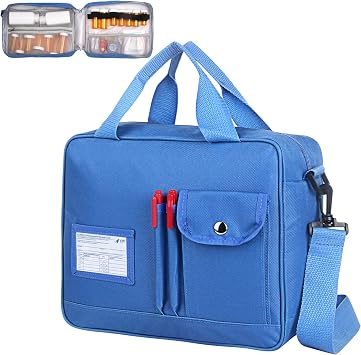 Medicine Bottle Organizer Bag, Large Travel Pill Case Box and Storage, Lockable Vitamins Carrier for Drug, Fish Oil, Medical Supplies Blue