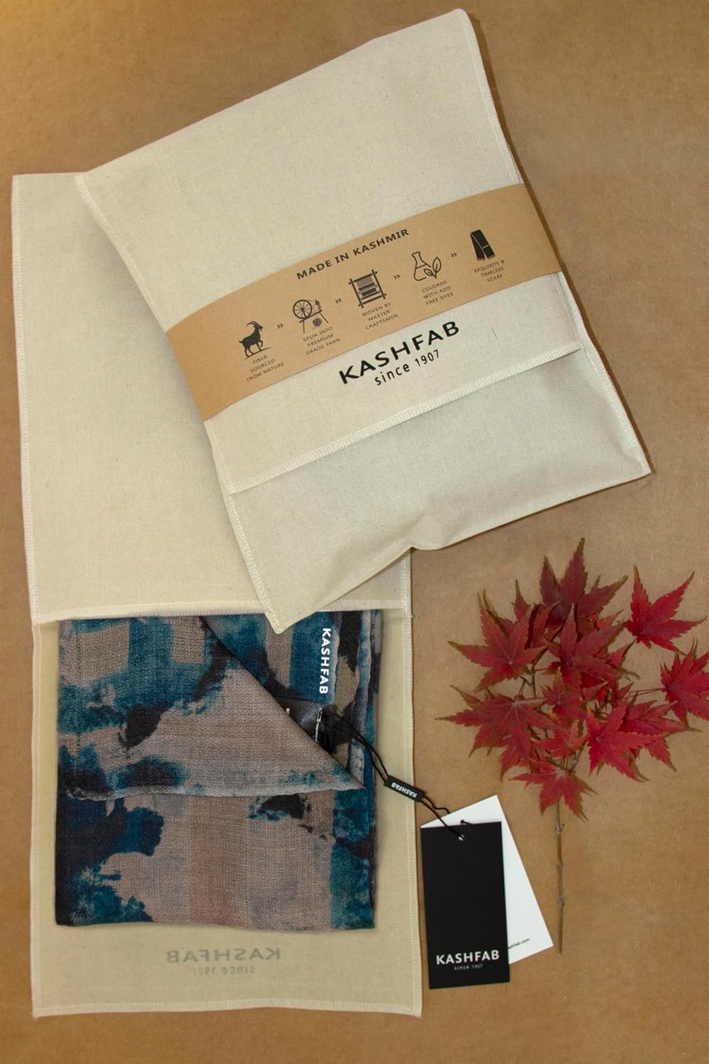 Scarf Made in Kashmir India (gift box) Smart Merino Wool Silk Extremely Soft Long Scarf Women Men Pashmina Fall Winter Eggnog Beige & Blue