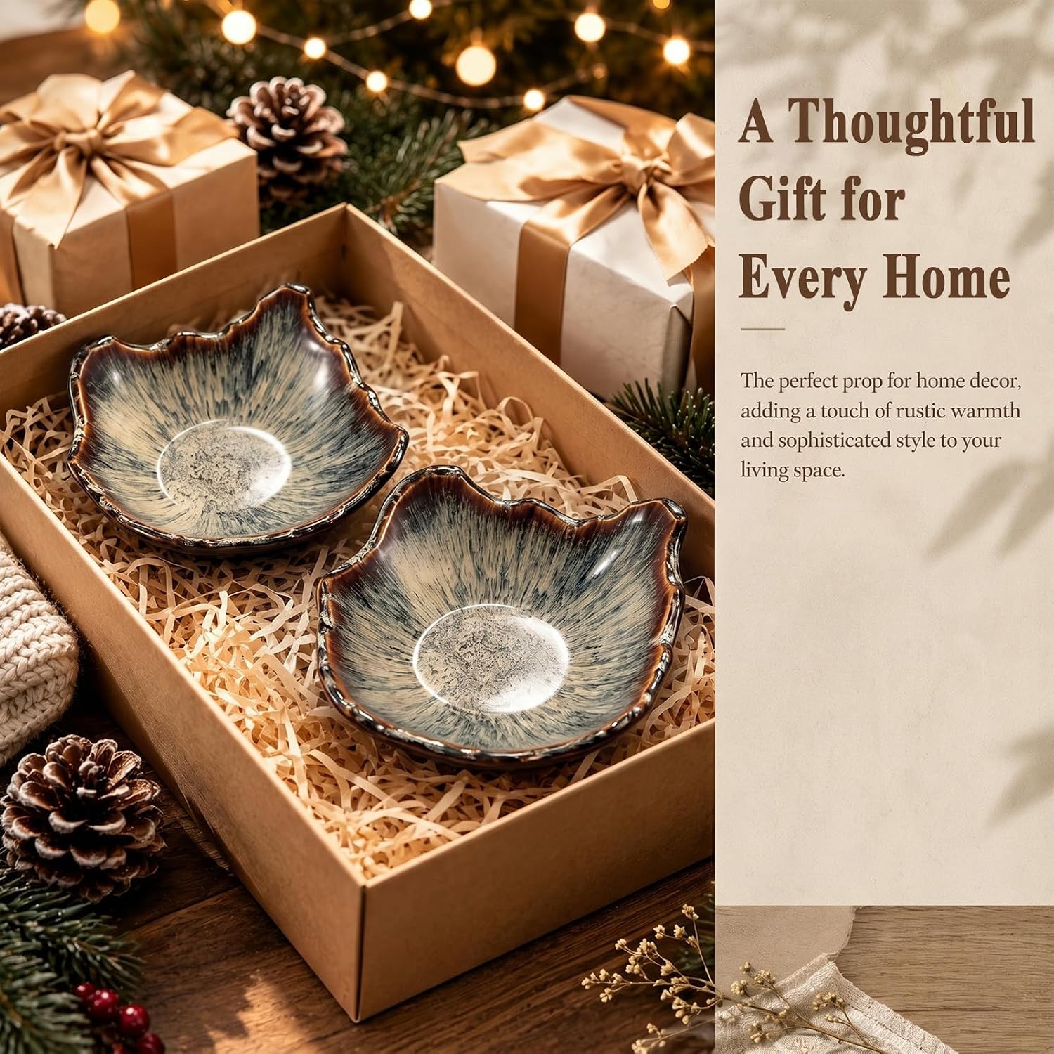 2 Pack 8" Ceramic Decorative Bowls for Keys and Home Decor