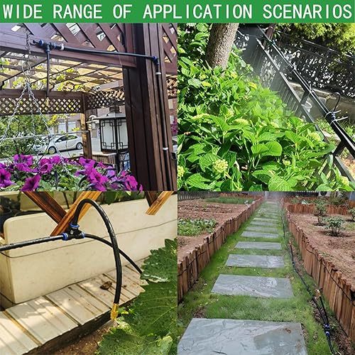 Miniatura 7 de Rociadores en T de 0.315 pulgadas para patio, paquete de 10 con micro niebla ajustable y enfriamiento de riego para riego de jardín, refrigeración