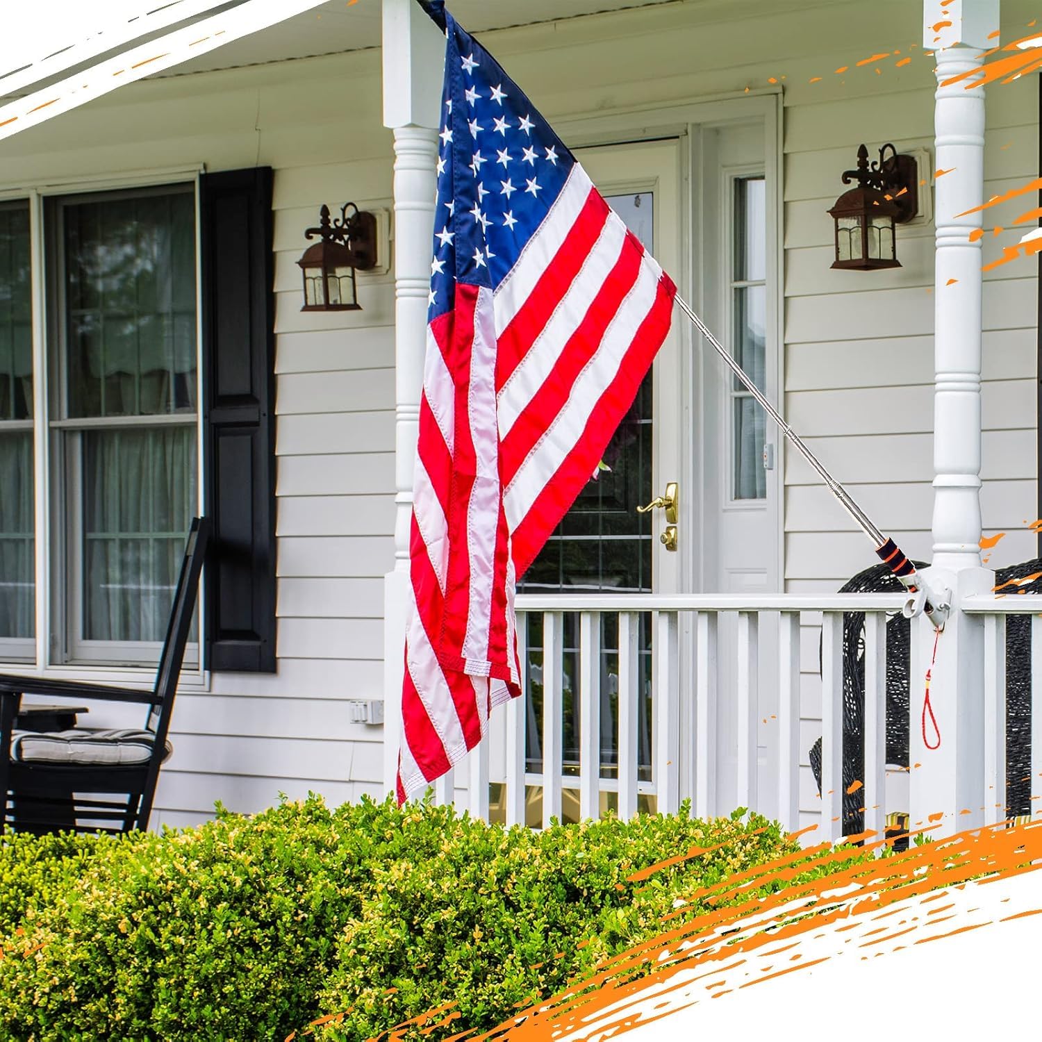 9.8ft (300cm) Telescopic Handheld Flagpole, 2Pcs Stainless Steel Handheld Flag Pole Portable - Image 4