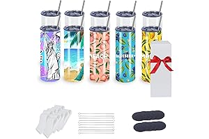 10 Pack Sublimation Tumblers 20 oz Skinny Straight, Individually Gift Boxed, Insulated...