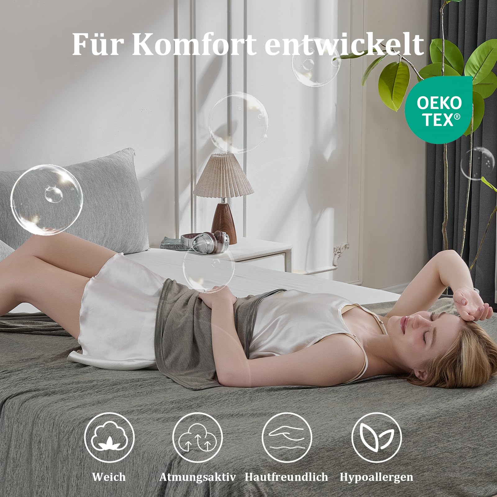 CHOSHOME Kühlende Bettdecke 150x200cm 2 in 1 Sommerdecke mit Q-Max>0,5 Kühlfasern Grau