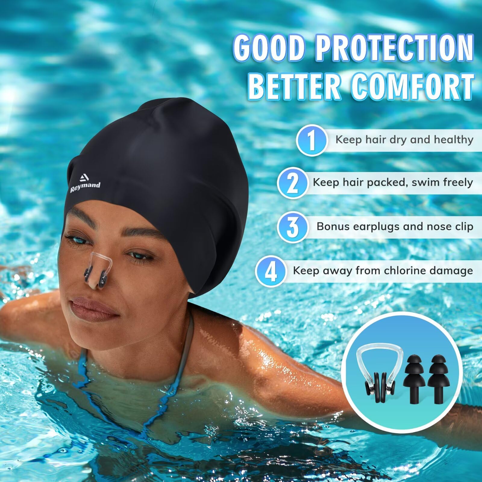 Cuffia Da Nuoto Extra Large In Silicone Per Capelli Lunghi – Impermeabile, Antigroppo, Per Trecce, Dreadlock, Afros E Ricci – Unisex, Con Guarnizione Anti-perdite