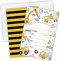 Vista 6 de Invitación de fiesta de cumpleaños de camión volquete de excavadora, tema de construcción, 4 x 6 pulgadas, 20