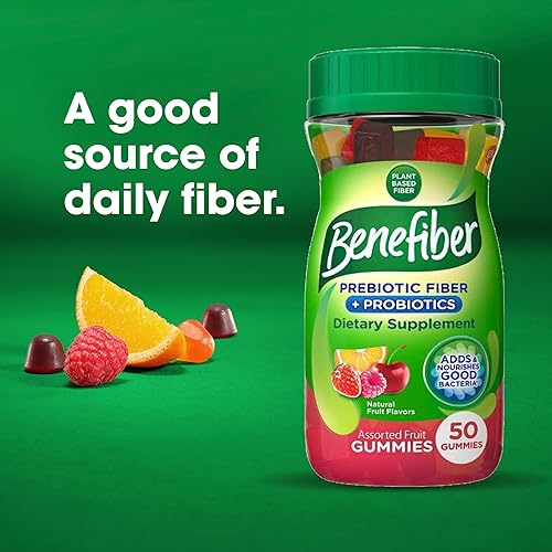 Miniatura 4 de Benefiber - Gomitas de fibra con surtido de frutas para una sana digestión Suplemento prebiótico y probiótico con sabores naturales de frutas 50
