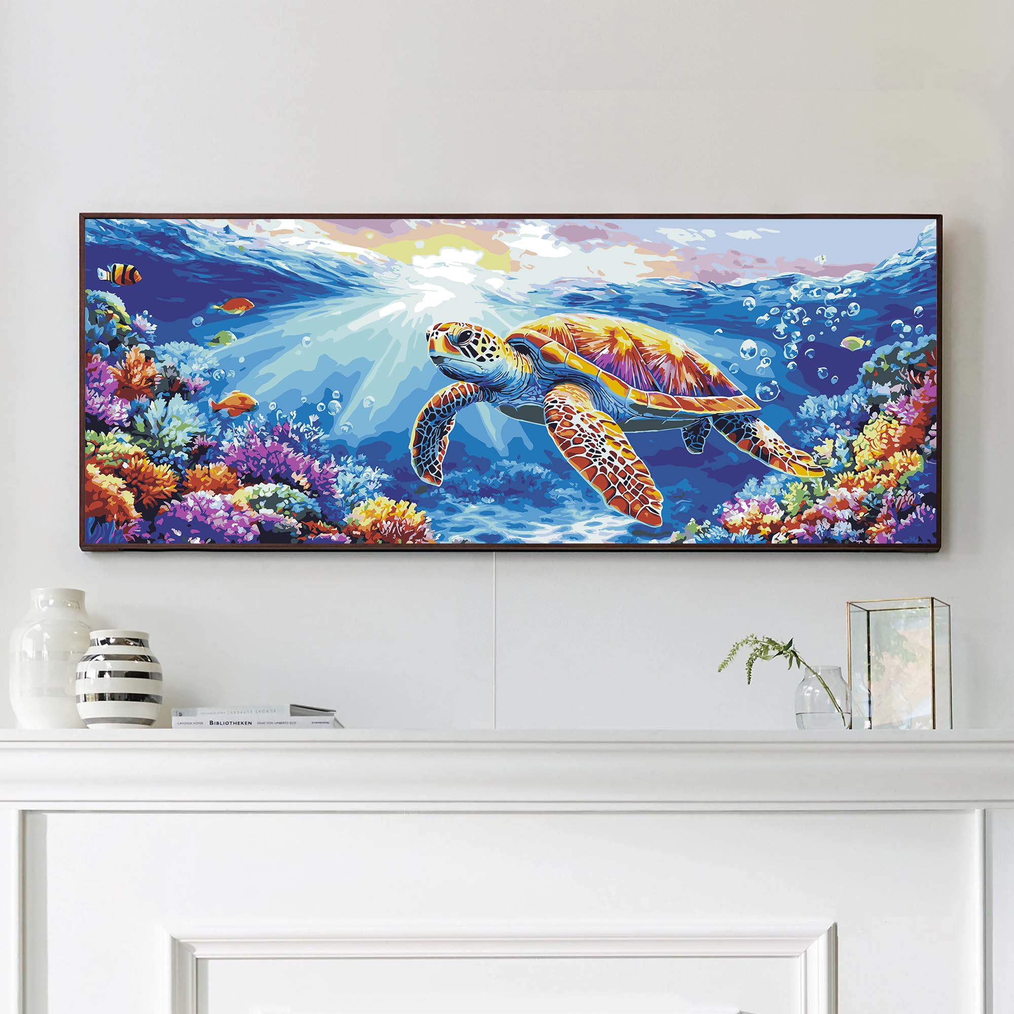 VAIIEYO Paint by Numbers Kit for Adults Turtle, Animal Paint by Numbers Kits, Large Size Painting Kit Canvas Drawing Paintwork for Beginner Arts Craft for Home Wall Decor 12x31inch, Without Frame