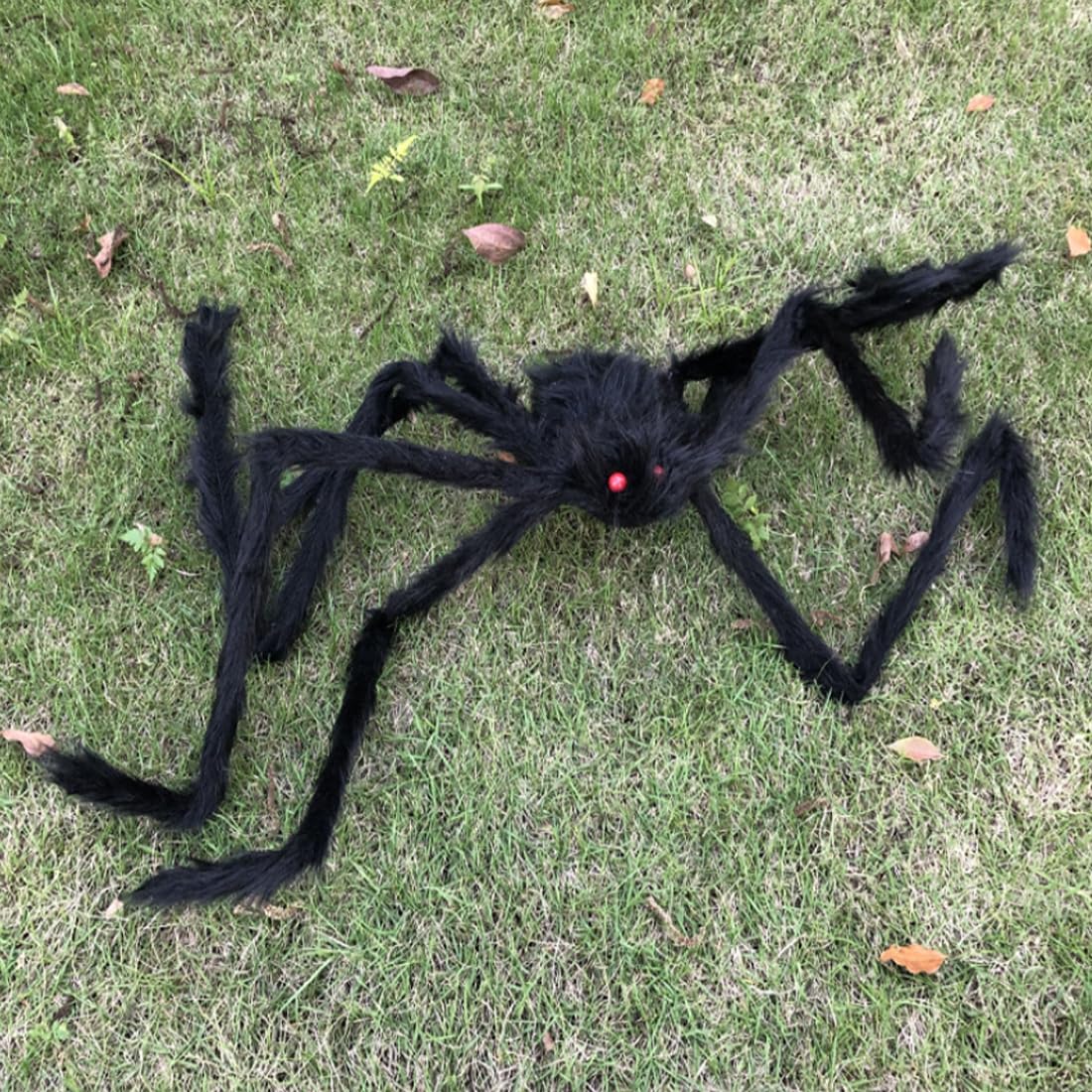 2 Arañas Gigantes De Halloween - Peludas, 90cm Y 75cm, Para Decoración Exterior E Interior De Fiestas