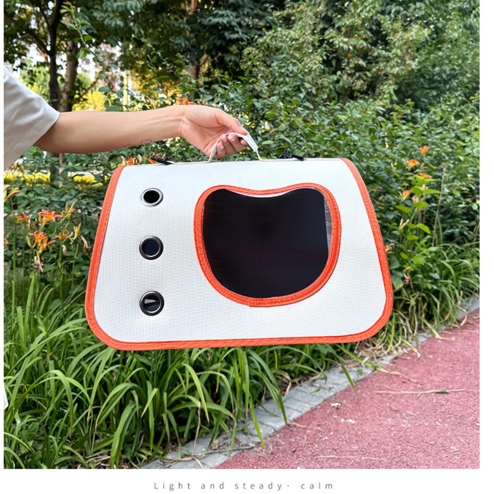 Portable Cat Carrier Backpack for Small Pets – Foldable Breathable Design, Multifunctional Pet Travel Bag (Dog & Cat), Oxford Cloth, Adjustable Strap, Lightweight & Secure (Orange)