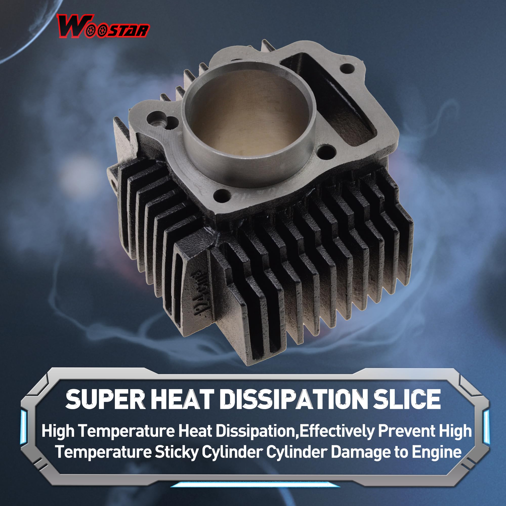 Amazon | WOOSTAR 52.4mm 鉄製 ビッグボアシリンダー ピストンリング
