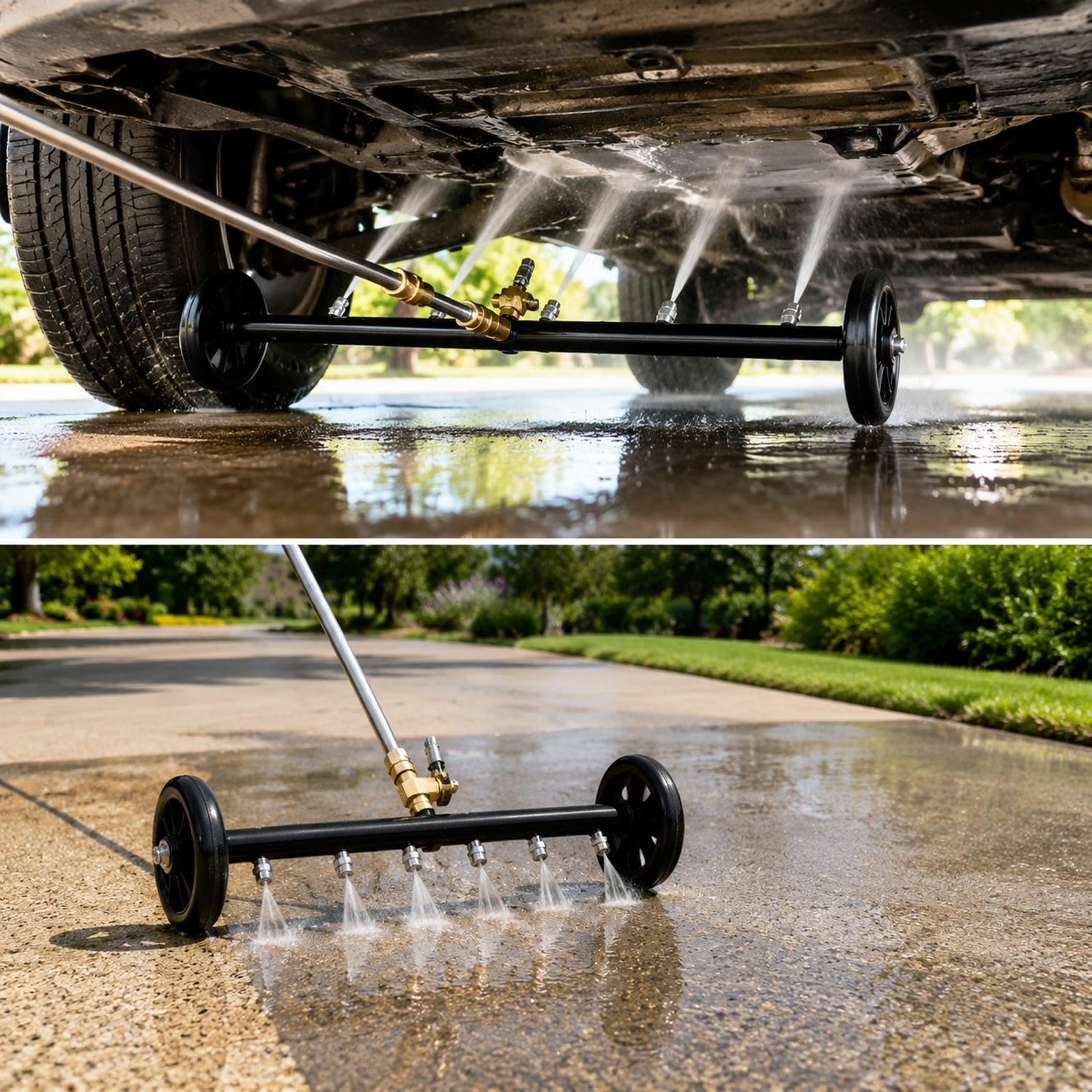 Limpiador de Bajos de Coche, Accesorios para Hidrolimpiadoras de Alta Presión, Boquillas de Rodillo, Construcción en Cobre Y Acero Inoxidable, Negro