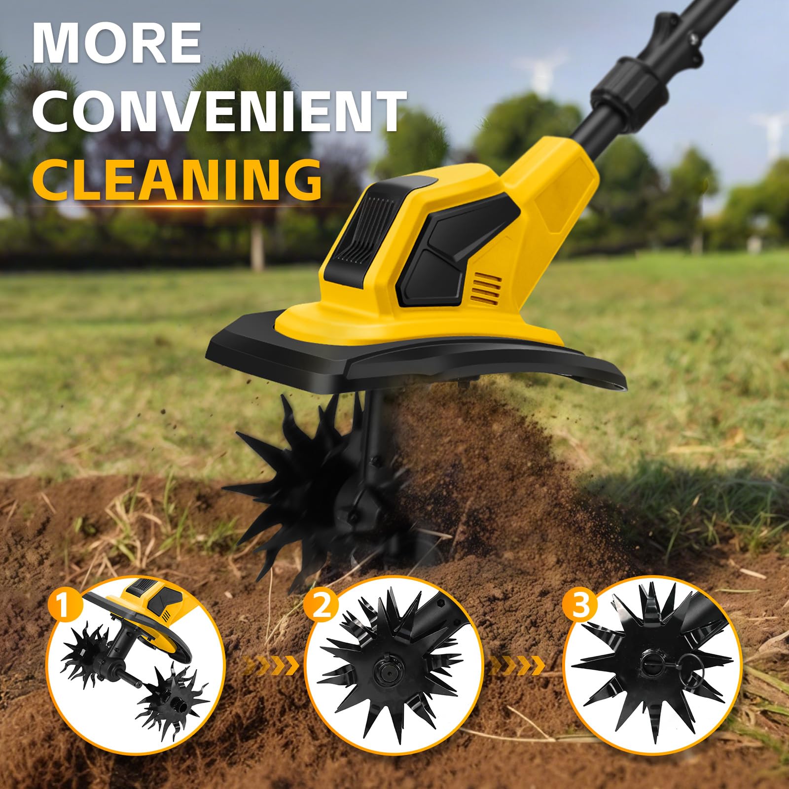 Motobineuse Électrique sans Balais 550W Compatible avec Dewalt 20V Batterie, Pliable, Largeur de Travail 32cm Profondeur 18cm Idéale pour Petits Massifs et Potagers (sans Batterie)