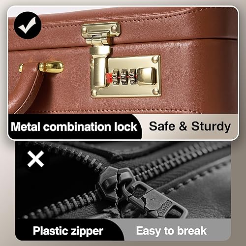 Miniatura 4 de Maletines para hombres, maletín antirrobo de doble bloqueo con compartimento para laptop de 16 pulgadas, piel sintética impermeable, maletines para