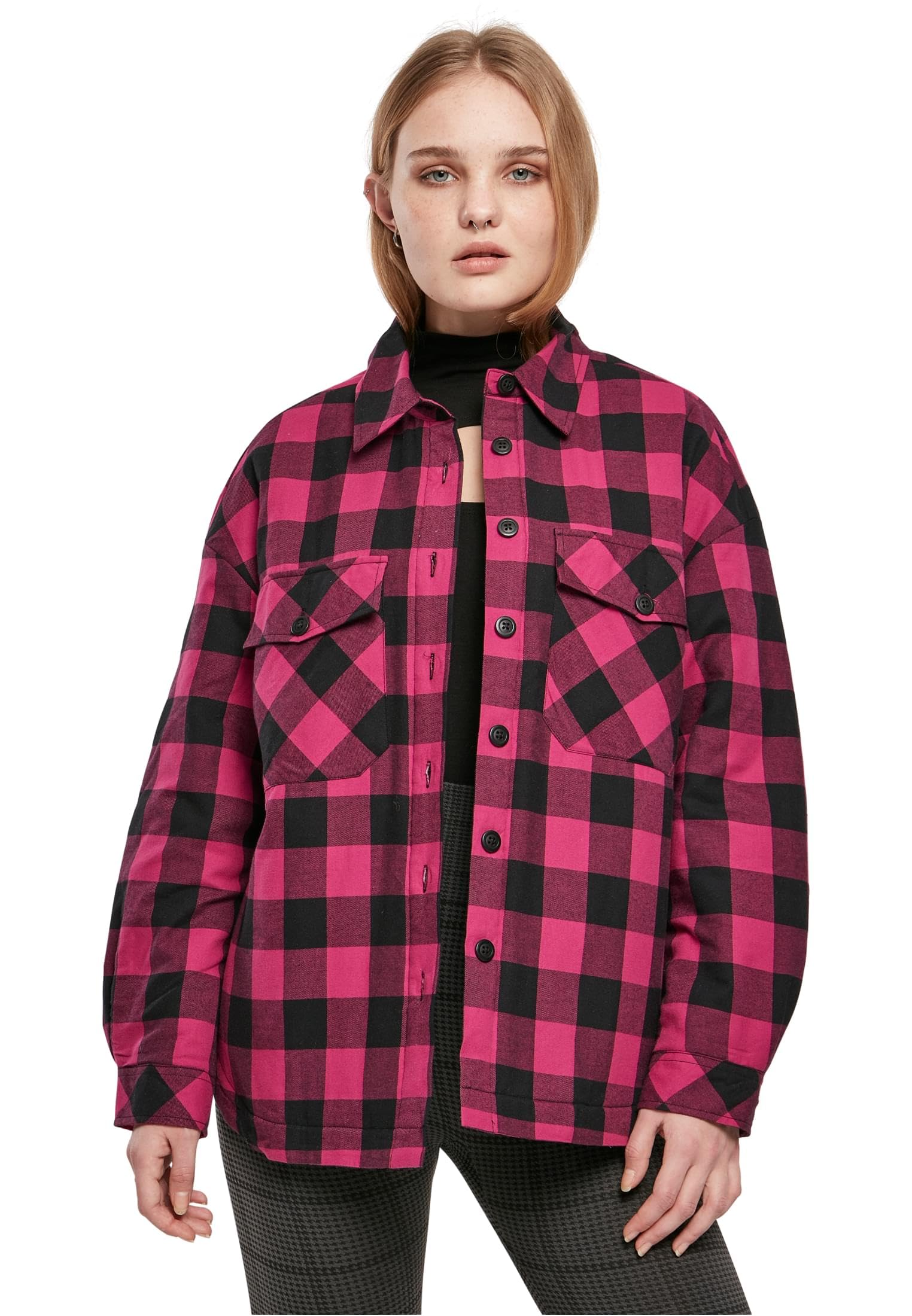 Urban Classics Damen Ladies Flanell Padded Overshirt