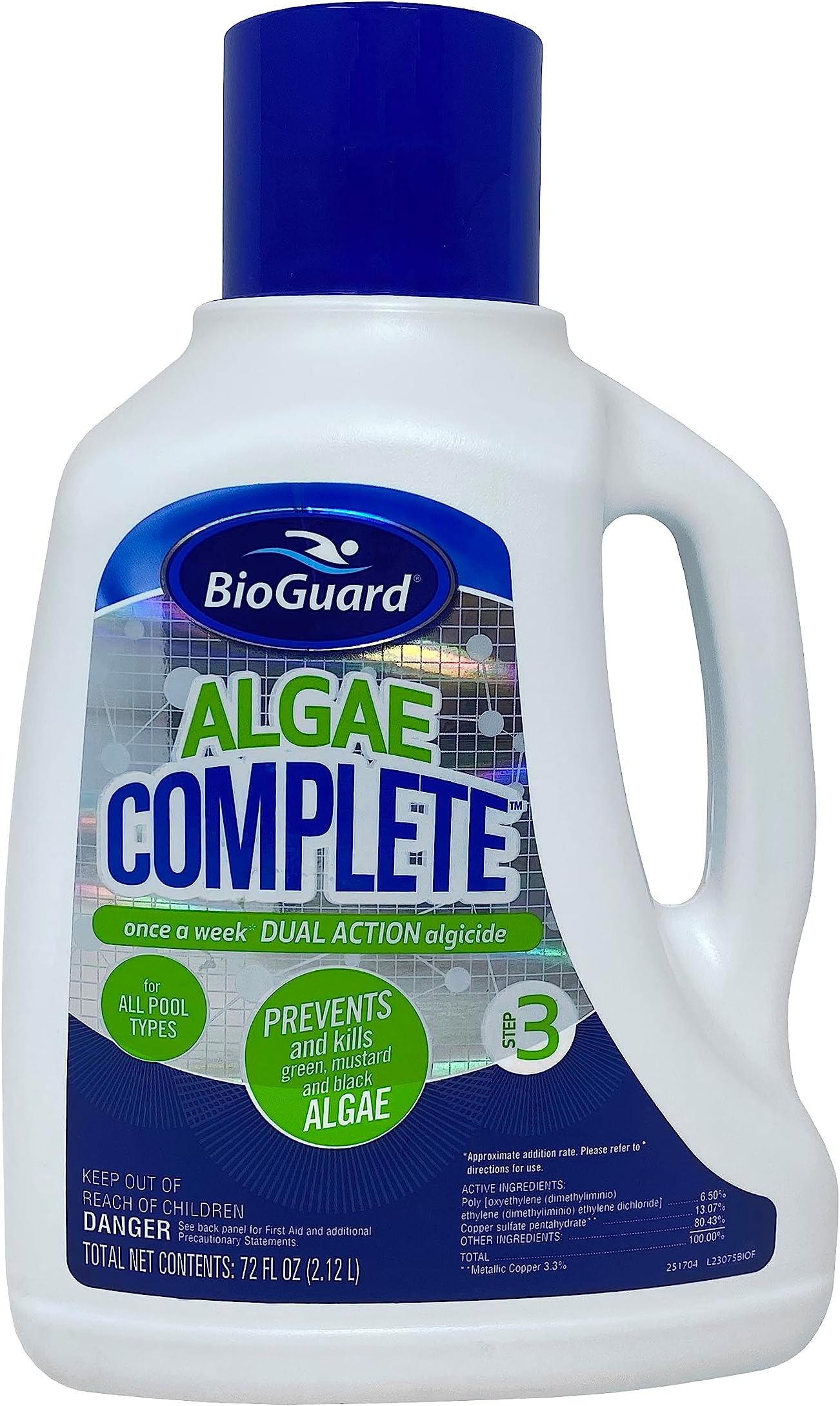 BioGuard Algae Complete, 2L, Single, Dual Action Algaecide, Non-Staining and Non-Foaming, Kills and Prevents All Types of Algae