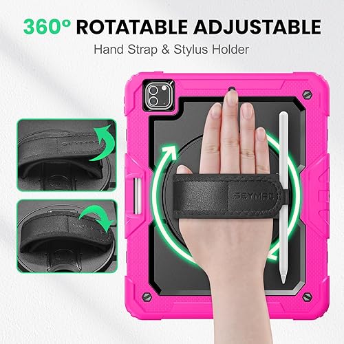 Miniatura 3 de SEYMAC Funda para niños para iPad Pro 12.9 2022202120202018, resistente protección a prueba de golpes con protector de pantalla, soporte giratorio