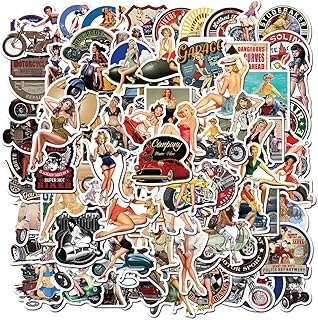 Ensemble d'autocollants vintage, 100 autocollants de fille rétro, autocollants de pin-up en vinyle imperméable pour ordinateur portable, valise, moto, planche à roulettes, voiture