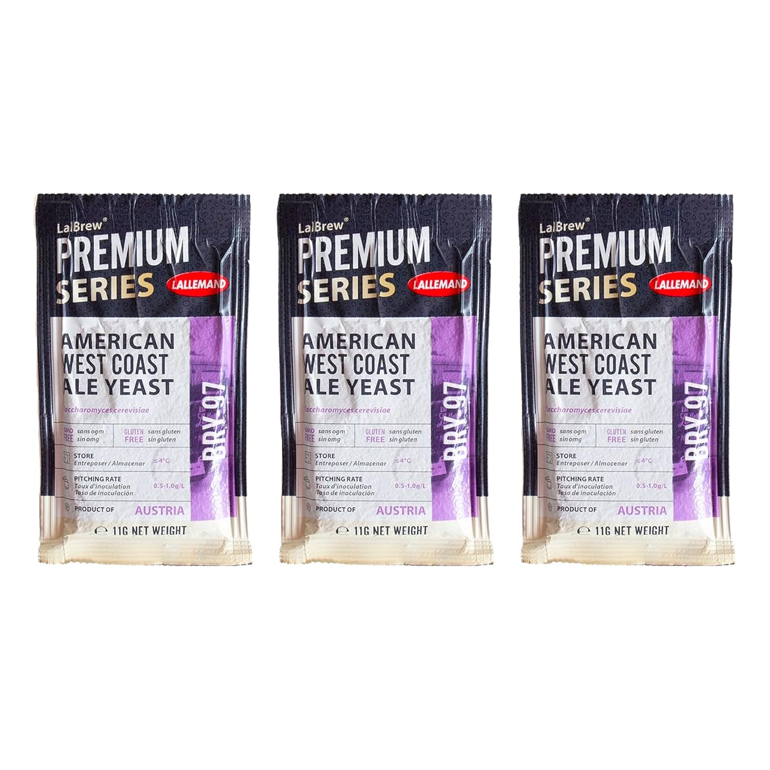 Craft A Brew - LalBrew BRY-97™American West Coast Ale Yeast - American Beer Dry Yeast - For Craft Lagers - Ingredients for Home Brewing - Beer Making Supplies - (3 Pack)