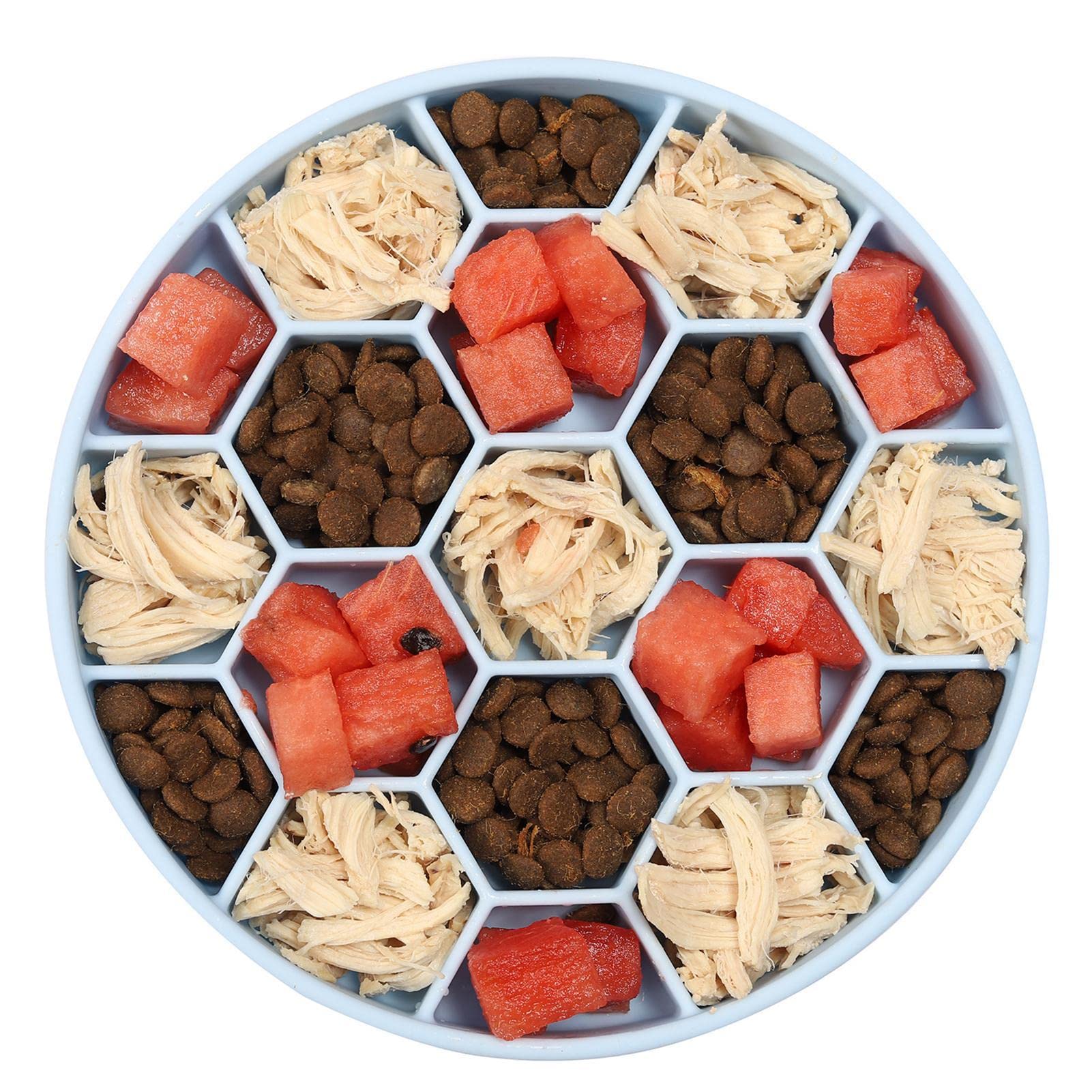 Shareed Slow Feeder Dog Bowl,Non-Slip Puzzle Dog Bowl With Silicon - Anti-Hexagonal Honeycomb Gulping Non-Slip Pet Slower Food Feeding Bowls For Medium Large Dogs Cats And Pets