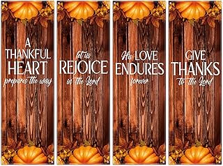 Hosuly 4 Pcs Church Banners for Sanctuary Wall Fall Harvest Banners with Scripture Bible Verses Banner Welcome Inspirational Religious Praise Hanging Signs for Church Decor, 2 x 6 Feet(Retro Style)