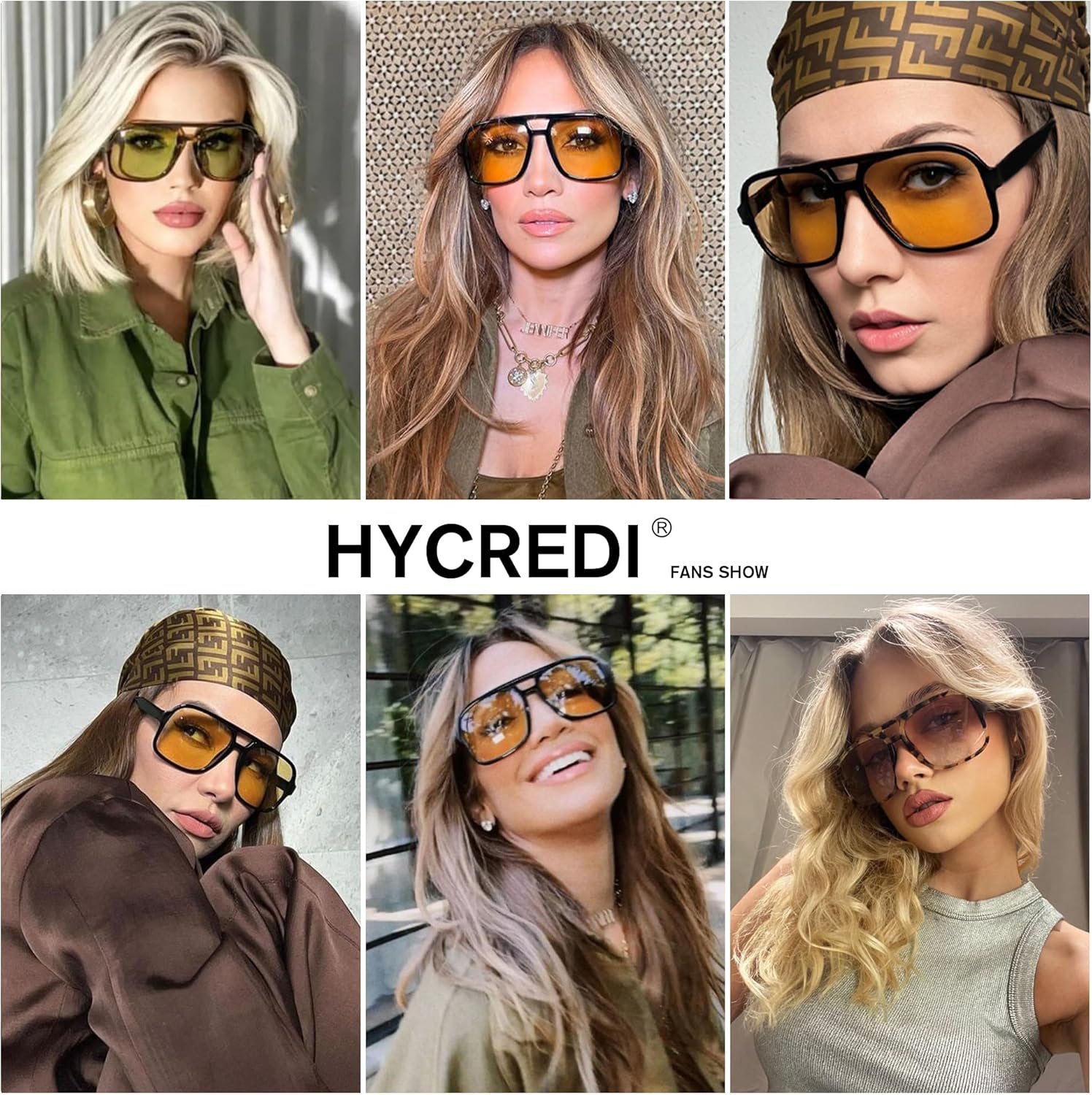 Hycredi Retro Aviator Sunglasses for Women Men, Trendy Square Shades, Vintage Classic Rectangle Sun Glasses - Image 2