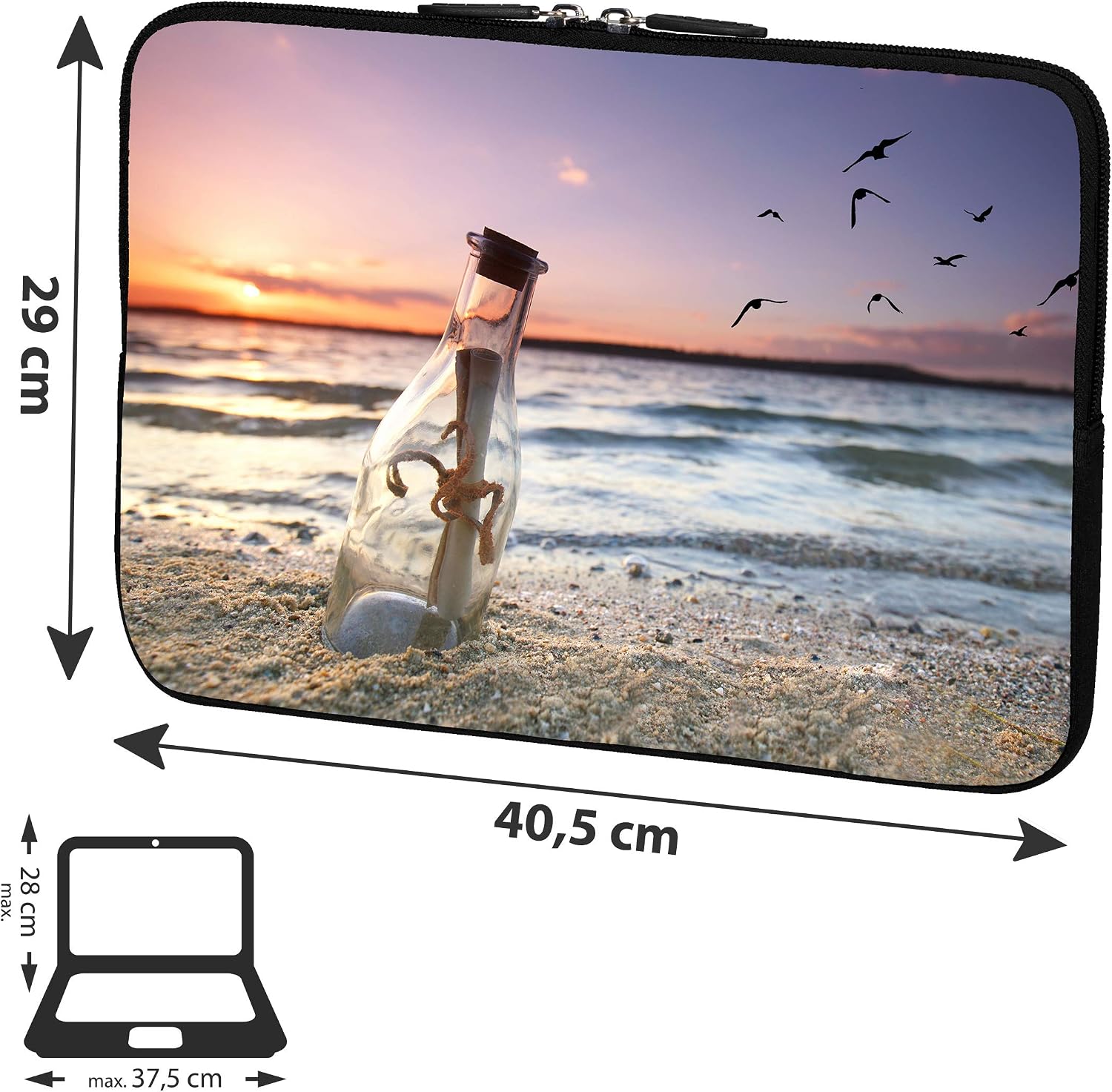 PEDEA Protective Sleeve, Notebook Case 10.1-Inch/13.3 inch/15.6 inch/17.3 inch Message in a Bottle 15,6 Zoll + Mauspad - Image 3