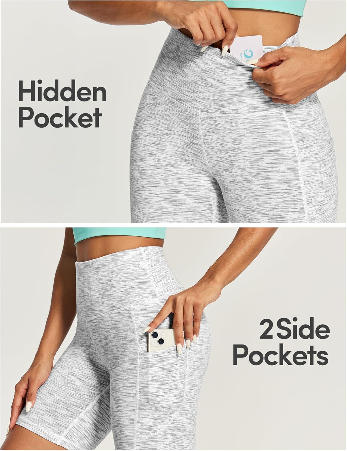 IUGA Biker Shorts Women 6" Tummy Control Workout Shorts Women with Pockets High Waisted Yoga Running Gym Spandex Compression - Image 4