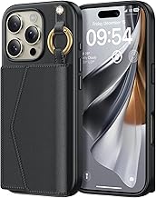 TAURI Funda para iPhone 16 Pro MAX 6.9" con Tarjetero Desmontable, PU Cuero Carcasa Compatible con MagSafe, Funda de Teléfono PU para Mujer, Bonita Funda Magnética - Negro