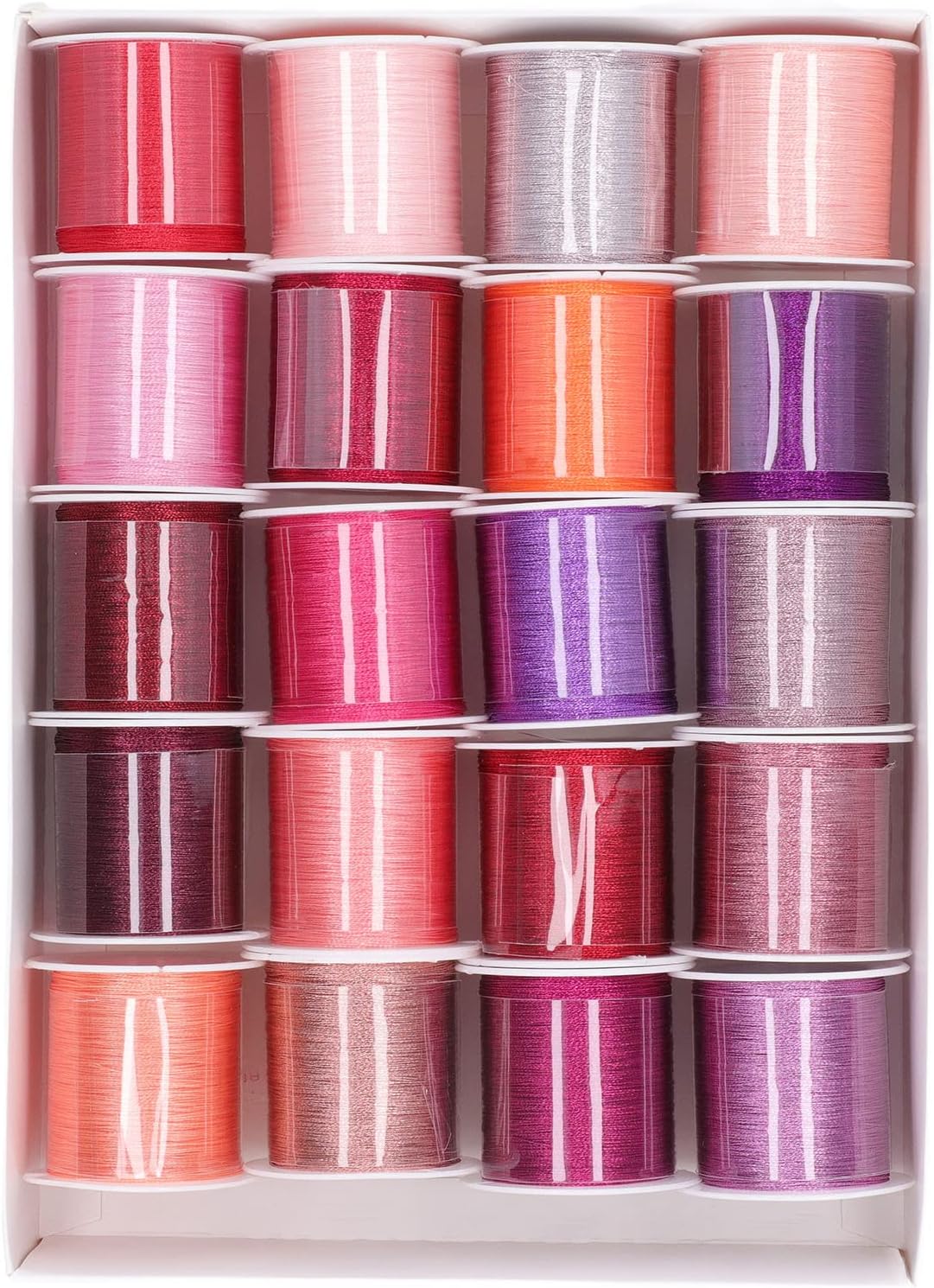 20pcs Embroidery Thread 3 Shares Rose Color Series, Polyester Sewing Thread for Machine and Hand Use, Glitter Effect 110yd Each, Ideal for DIY Quilting Crochet and Home