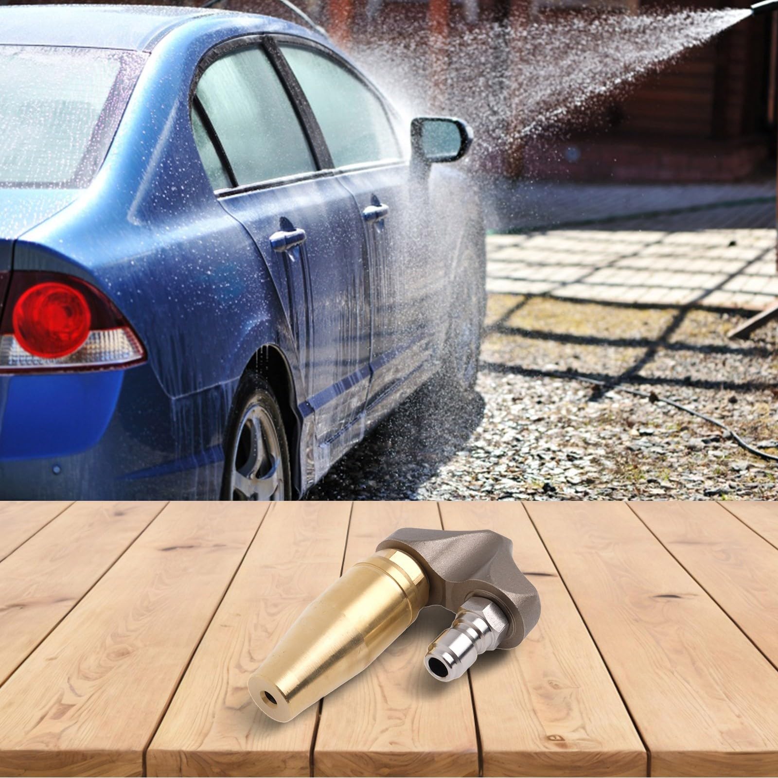 Boquilla de inyección inversa de acero inoxidable de 3/8 pulgadas, presión de limpiador de drenaje giratoria de 3000 PSI para lavadora, resistente a altas temperaturas